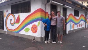 The other EVS Volunteers and me after painting the wall
